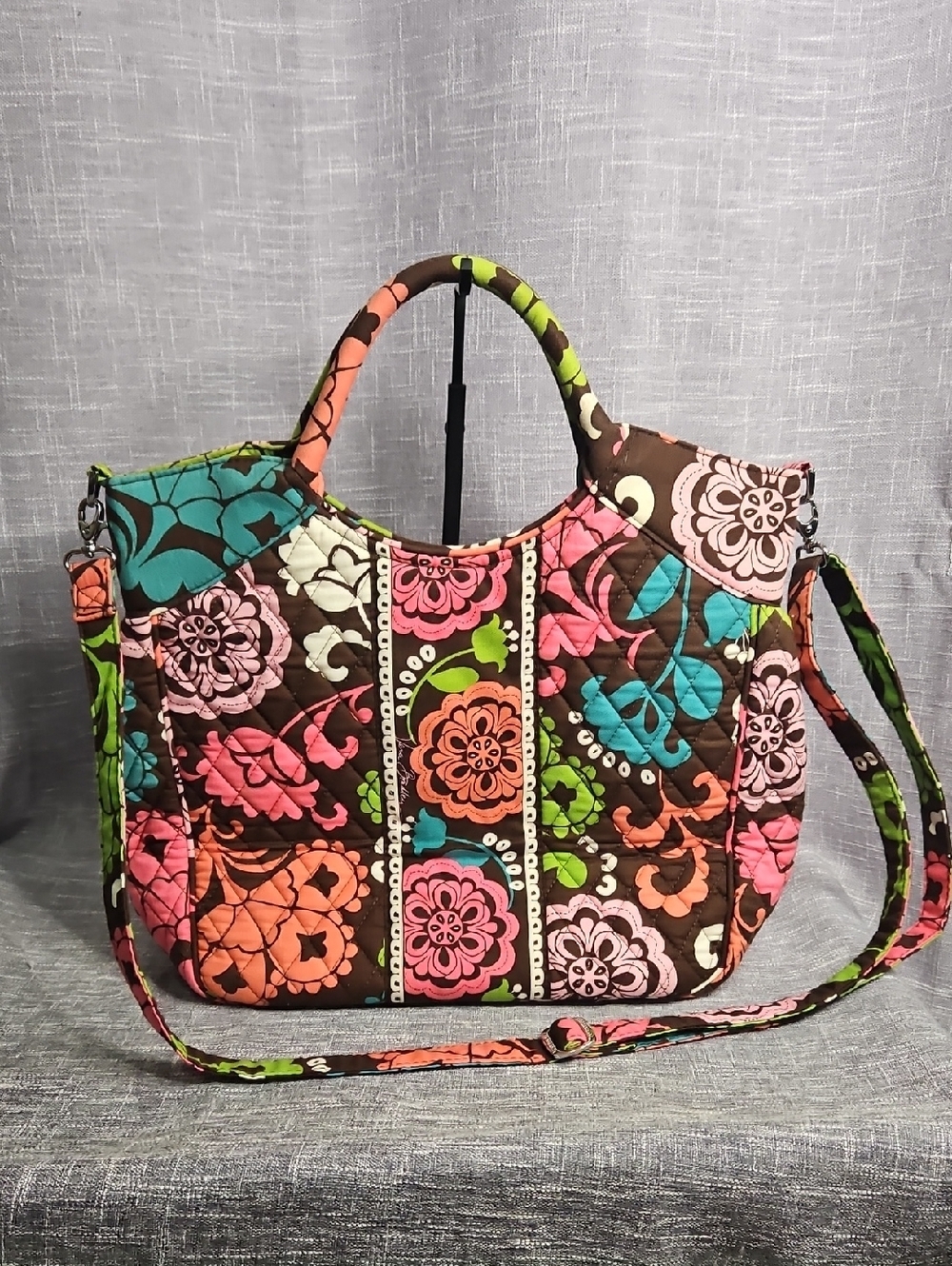 Vera Bradley Quilted Floral Tote Bag in Brown Multi